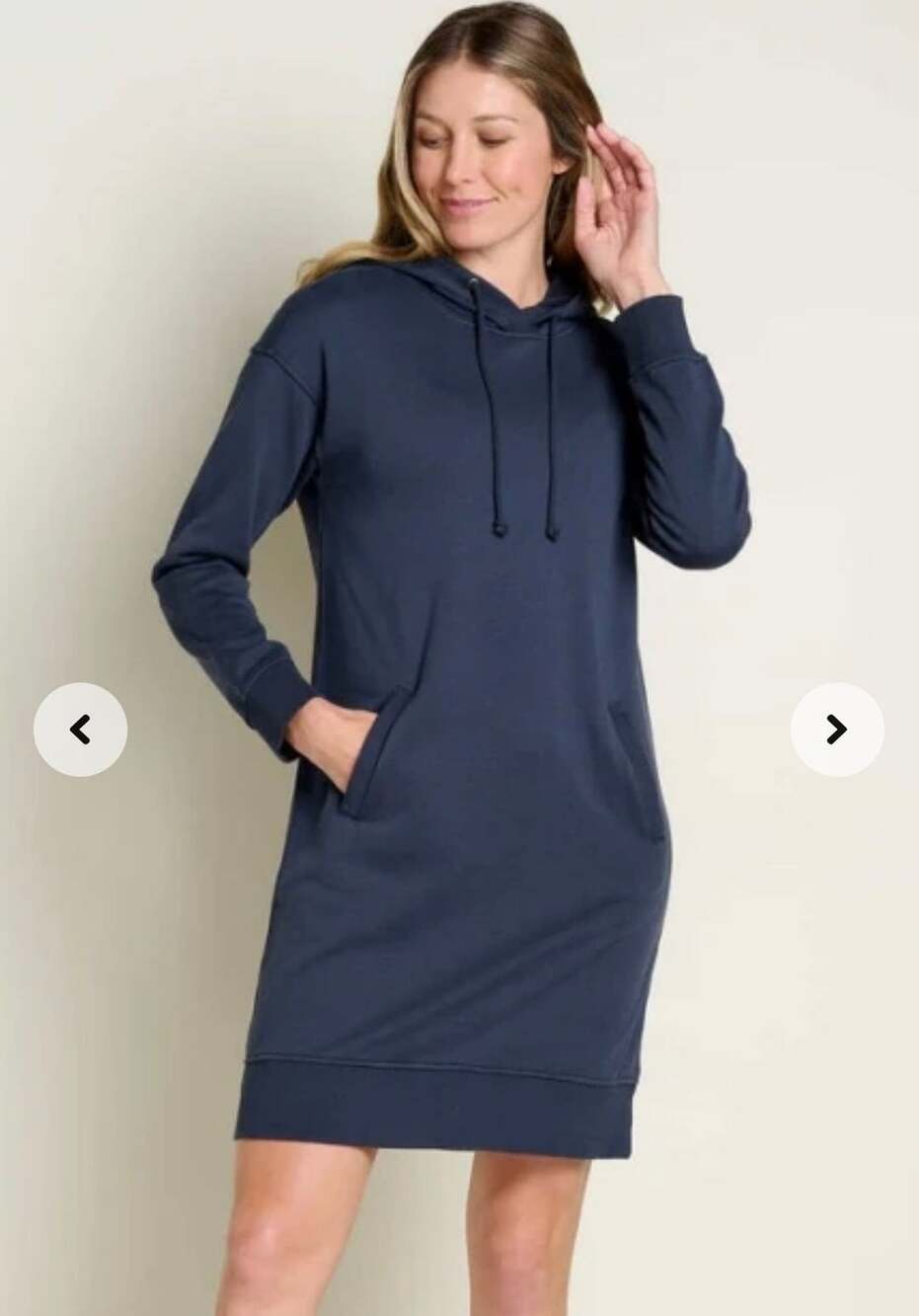 Toad & Co Hemp Daybreaker Hooded Dress Navy Blue Women’s M Organic Cotton